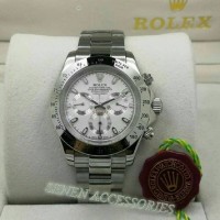 JAM TANGAN PRIA ROLEX DAYTONA COSMOGRAPH SILVER IN WHITE SWISS ETA