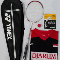 Raket YONEX VOLTRIC D38 ORI Paket Lengkap BONUS KAOS