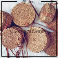 Jual Tas Rotan Bulat tanpa motif 15 cm | rattan bag original lombok bali Murah