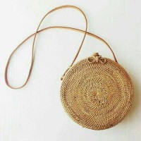 Jual Tas Rotan Bulat Original 18 cm | rattan bag ata bohemian beg lombok Murah