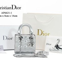 Tas Dior My Lady Patent Mini Chain Silver Dove Semprem AP6621-1