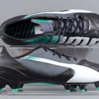 Sepatu Bola Puma Evospeed 1.3 Leather Black Grey Original