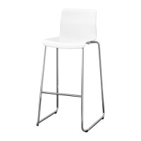 IKEA GLENN Kursi bar, 77 cm putih, dilapisi krom