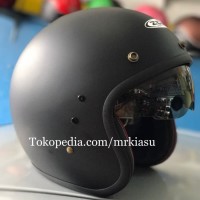 Terbaru Helm Half Paling Top zeus 380 matt hitam dop helm retro bogo