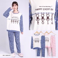promo Baju Tidur Wanita Lengan Panjang Gambar Monyet Lucu Itjanha wan