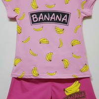 SETELAN ANAK SIZE 7-10 OSHKOSH BANANA PINK | KAOS KARAKTER ANAK CEWEK