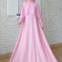 Jual Gamis BALOTELLI DUSTY PINK POLOS / DRESS MUSLIM BAJU GAMIS MEWAH PESTA Murah