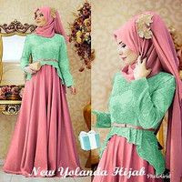 HJ YOLANDA / 2warna geser gambar / baju muslim wanita