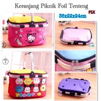 BARANG UNIK KERANJANG PIKNIK FOIL TENTENG MOTIF HELLO KITTY TSUM TSUM