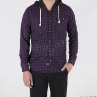 Kemeja pria flanel / flannel hoodie / kupluk model jaket sweater cowok