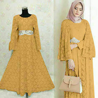 GAMIS CAPE BROKAT MOCCA / BAJU MUSLIM LEBARAN 2018