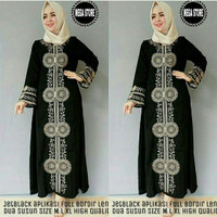 Jual gamis abaya turki bordir hitam high quality Murah