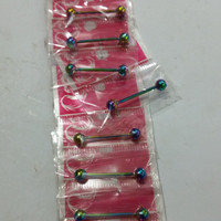 Anting piercing barbel pelangi 28mm