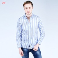 BOMBBOOGIE - KEMEJA LENGAN PANJANG THREZY BLUE WHITE SHIRT