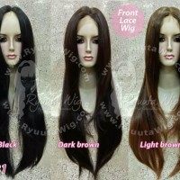 FRONT LACE WIG LONG STRAIGHT poni panjang lurus hitam coklat