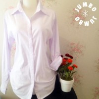 Jual Kemeja Putih Polos Wanita Kantor Strit Spandex Lembut Jumbo