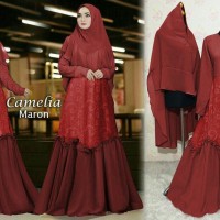 BAJU GAMIS PESTA MUSLIM SYARI BERGOH UKURAN xxl AMELIA WARNA MARON