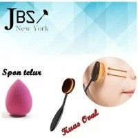 Jual JBS New York Set Oval MakeUp Brush Foundation Powder Dan Spon Beauty Murah
