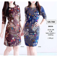 Jual Dress Batik Wanita Modern Midi Bodycon Sepan Etnik Bunga Mewah VN700 Murah