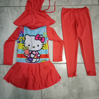 Baju Renang Anak Muslim TK Hello Kitty Orange