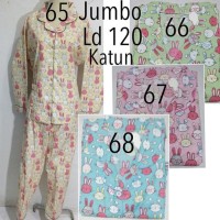 Jual Piyama Baju Tidur Dewasa Wanita Jumbo Lengan Panjang Katun
