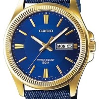 Jam tangan cowok analog warna biru dongker casio MTP-E111GBL-2AV WR50m