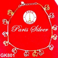 Gelang Kaki perak silver 925 Italy 3 warna lapis emas putih korea lucu