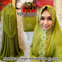 Mukena dubai berlengan cantik elegan sakura hijau lumut premium murah