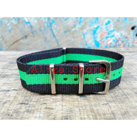 Tali Kanvas Jam Tangan Nato Nilon 20 mm Hitam Hijau