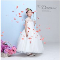 New BAP.091 gaun pesta anak putih berlengan pendek rok panjang