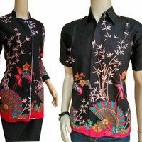 Jual Batik Couple Atasan Kipas Hitam Katun | BATIK PEKALONGAN Murah