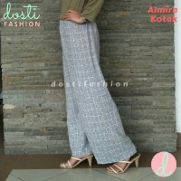 CELANA KULOT PANJANG WANITA STRIP MOTIF KOTAK GARIS SALUR PUTIH HITAM