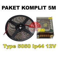 LED STRIP 5050 IP44 5M PLUS ADAPTOR/LAMPU PLAFON/LAMPU ETALASE