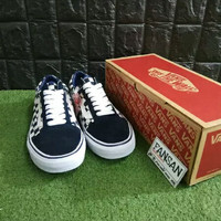 Sepatu VANS Old Skool Canvas Suede Checkerboard Japan Indigo Mirror