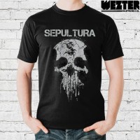 Kaos Band Metal - Sepultura Skull Tribal