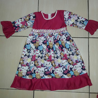 baju gamis anak bahan katun jepang motif hello kitty