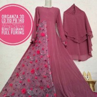 SET GAMIS SYARI GAUN PESTA ORGANZA BORDIR 3D