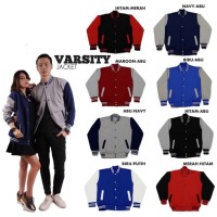 Jual jaket varsity baseball polos (banyak warna) harga grosir Murah