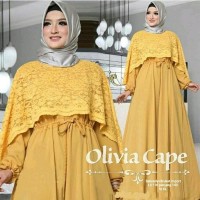 Koleksi baru!! A160318 MAXI GAMIS SYARI OLIVIA CAPE BRUKAT MUSTARD