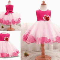 dress baju gaun pesta anak anak perempuan ulang tahun pink gaun mewah
