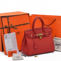 Tas Hermes Birkin 30 Clemence GHW Merah Terang SOC004
