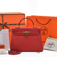 Tas Hermes Kelly 32 Clemence Retourne GHW Merah Terang SOC003