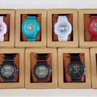 Jam Tangan Wanita/Cewek merk Alfa Original Double Time Rubber/Karet