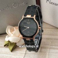 Jam Tangan Wanita Alexandre Christie AC 8410 Black Rosegold Original