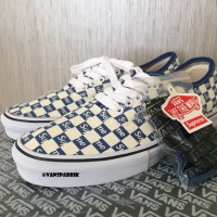 Vans Classic Authentic Blue Supreme Checker Sepatu Tali Biru Pria