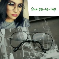 KACAMATA ANAK MUDA FRAME KACAMATA VINTAGE AVIATOR HITAM LENSA CLEAR
