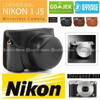 HQ Nikon 1 J5 Leather Bag Case Tas Kulit Kamera Mirrorless Hitam