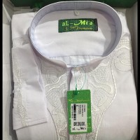Baju Koko Al-Mia Super Premium Corak Putih Lengan Panjang Ukuran L 01