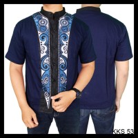 Baju Modern Koko Pria Katun Biru Tua Kks 53 01 02 03 04 05 06 07 08 09