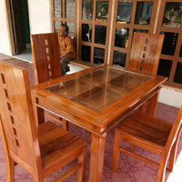 Meja Makan Minimalis Dadu 4 Kursi + Meja Pasir + Kaca 8mm